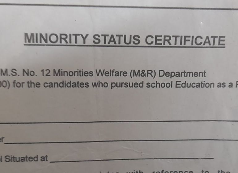 Minority Status Certificate